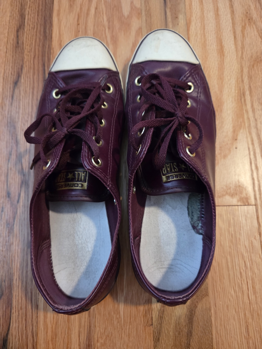 Converse All Star Low Top Danity Sneakers - Burgundy Leather with White Toe
